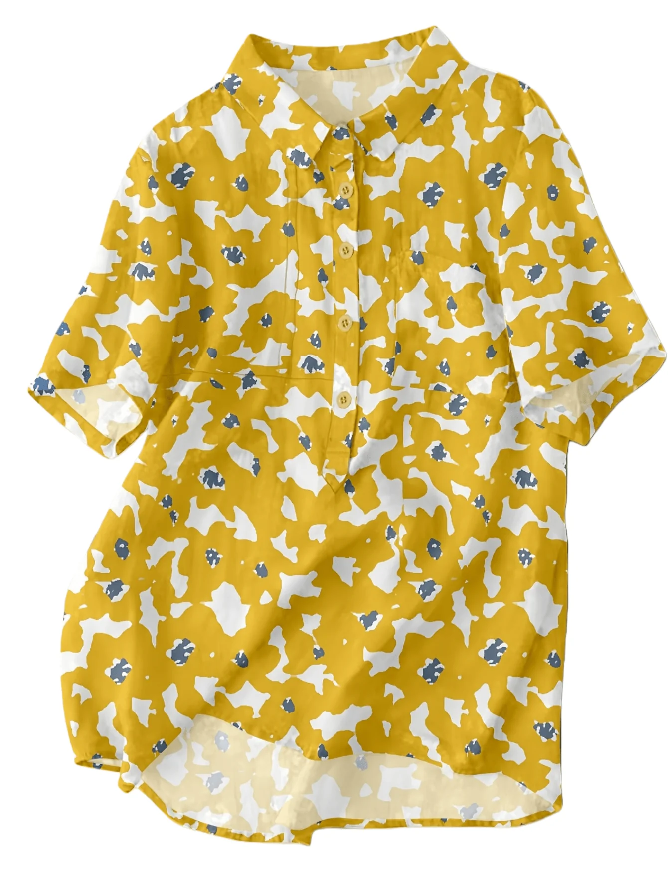 Proven Chic YC Women's Abstract Print Button-Down Shirt Summer Casual Oversized Short-Sleeve Blouse Responsible