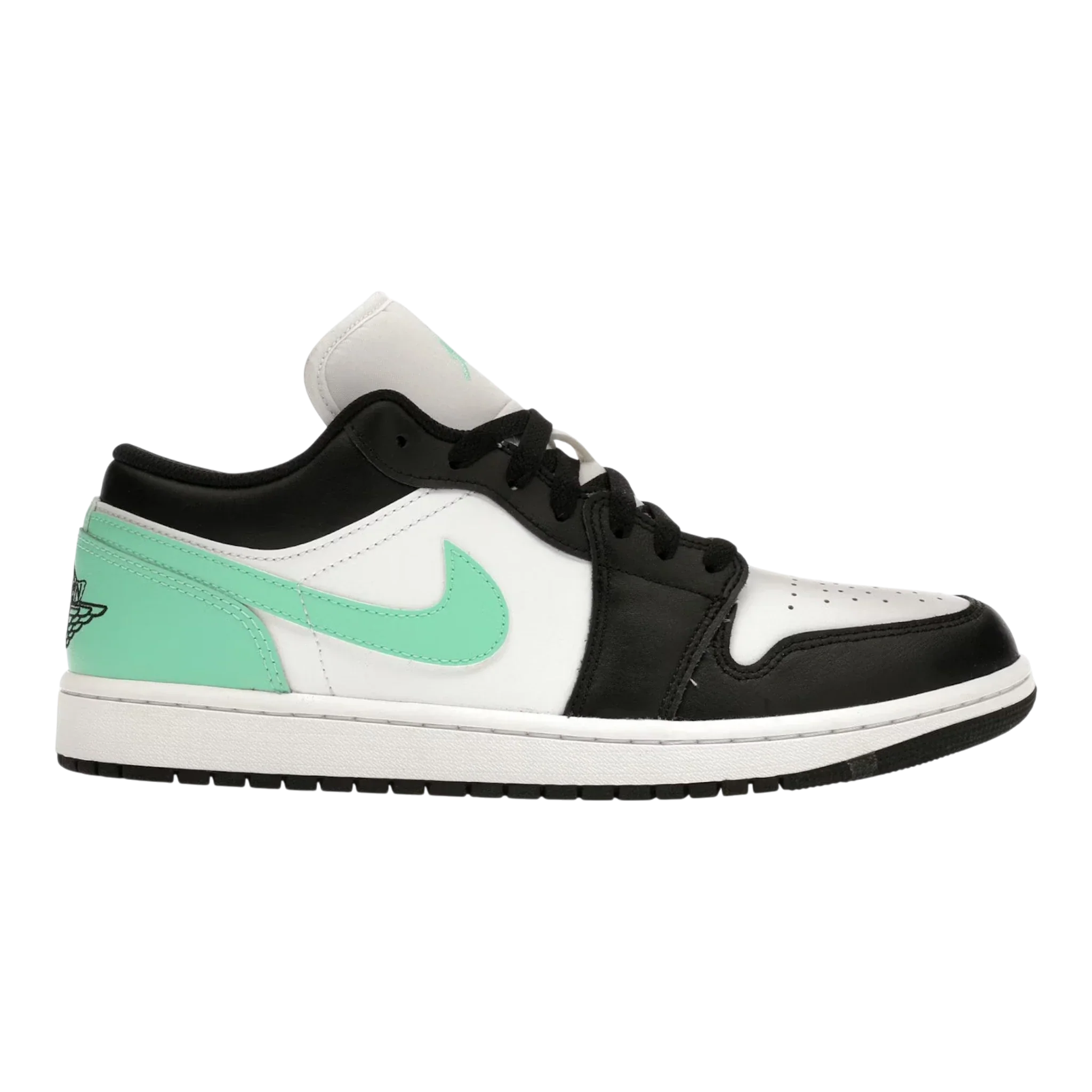 Crafted Nike Air Jordan 1 Low Men's Sneakers — White Black Green Glow Low-Top High-Performance