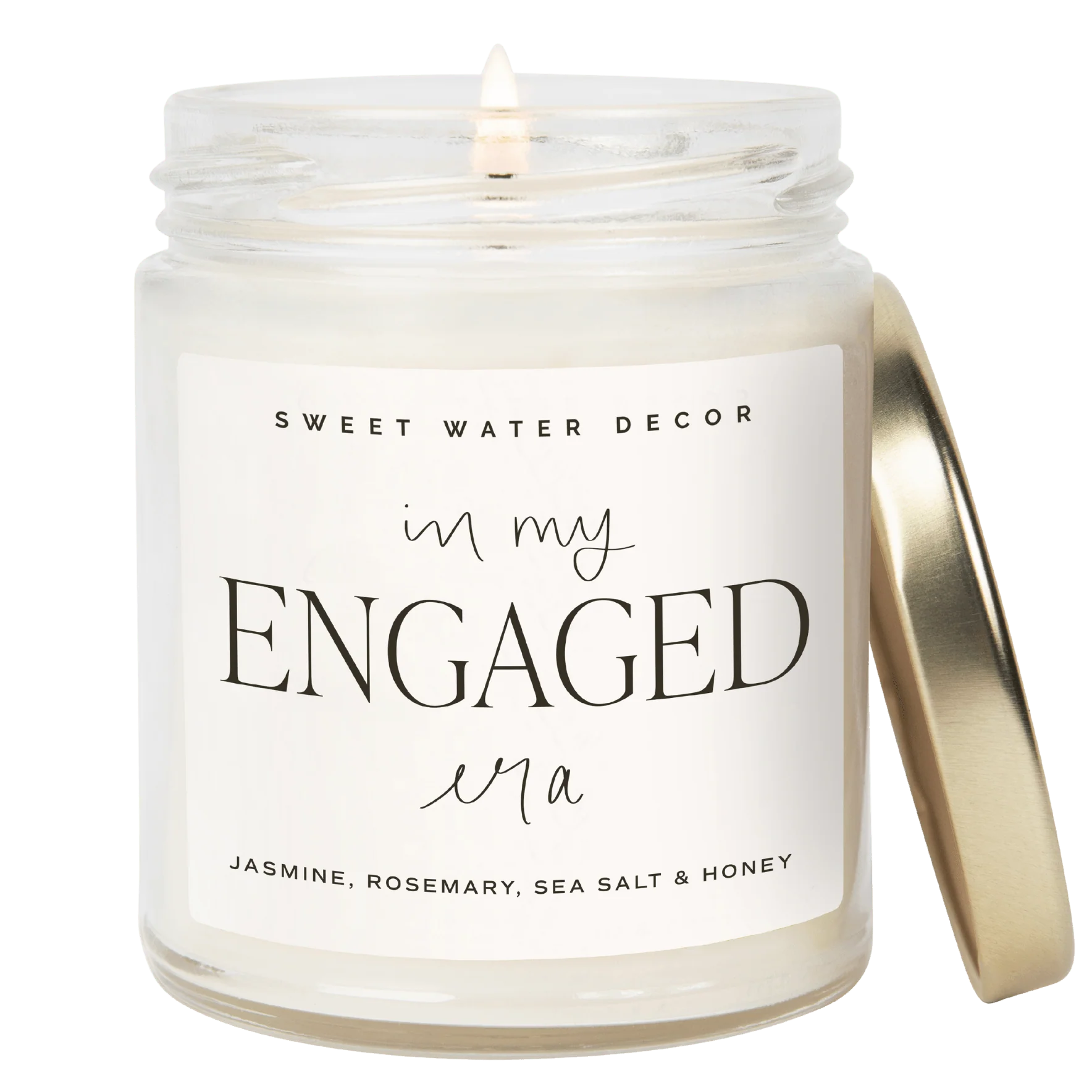 Casual In My Engaged Era Soy Candle - Clear Jar - 9 oz Wildflowers and Salt Relaxed