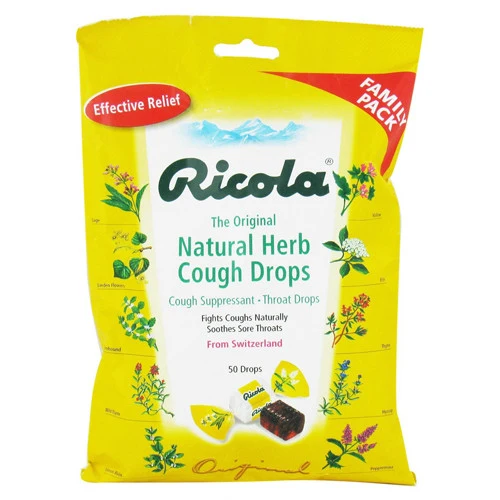 Effective Ricola Natural Herb Cough Drops - 50 Drops Official