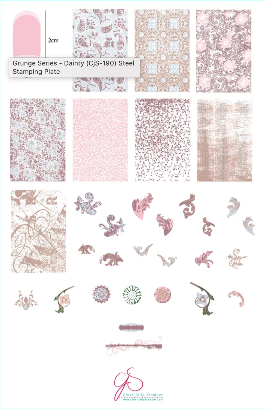 Professional Grunge Series - Dainty CjS-190 - Clear Jelly Stamping Plate Artisan