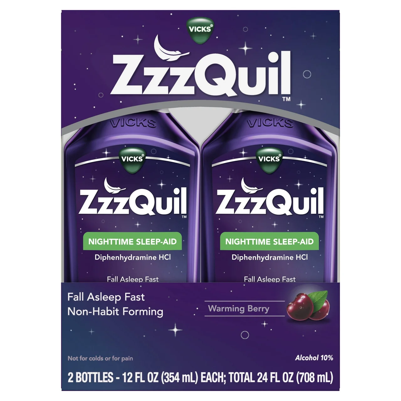 Eco-Friendly Vicks Nyquil Zzzquil Nighttime Sleep-Aid Liquid Twin Pack - 24 Oz Organic