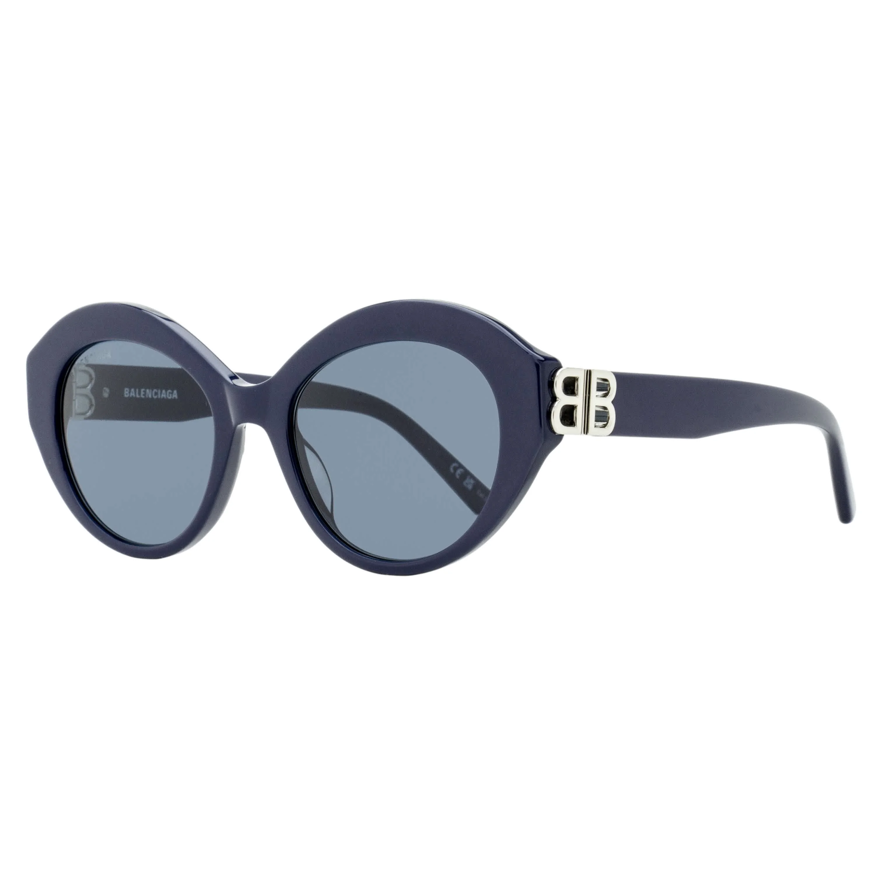 Prestigious Balenciaga BB Hinge Oval Sunglasses BB0133S 004 Blue Silver 52mm User-Friendly