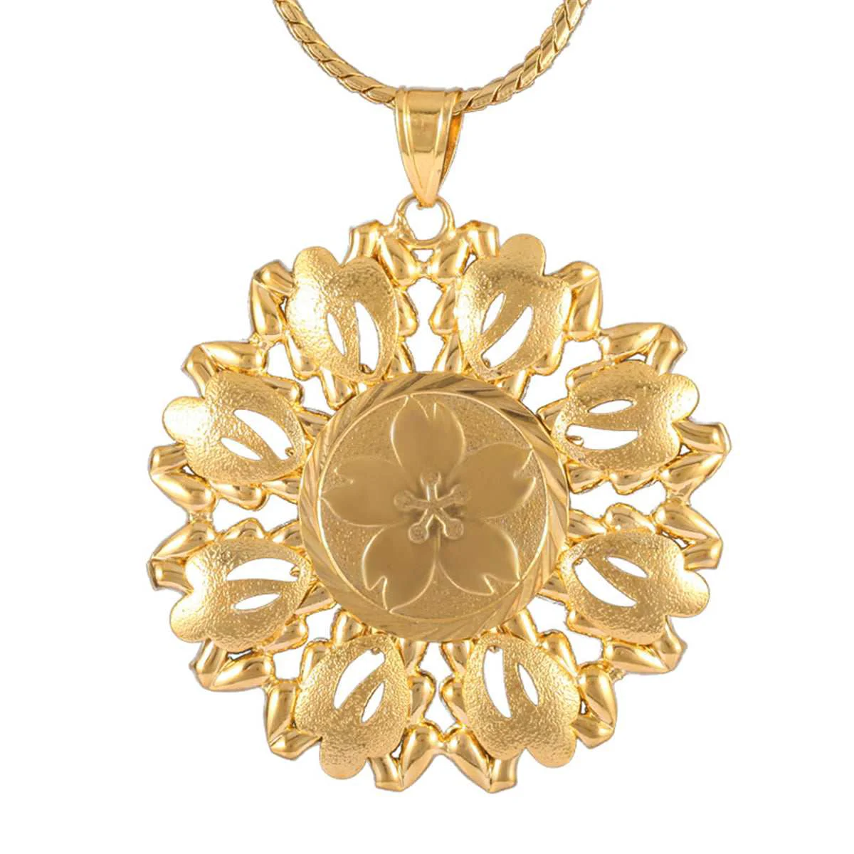 Superior Goldtone Open Flower Pendant Necklace Selected