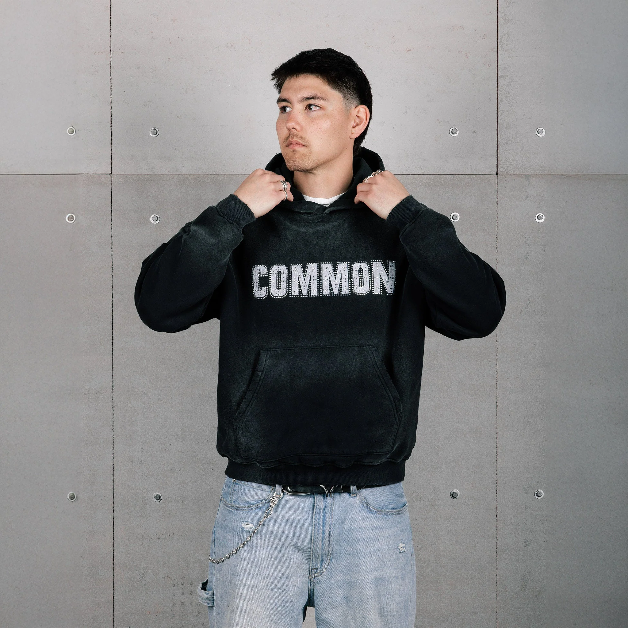Reliable Common Hype Rhinestone Hoodie Vintage Black Smooth