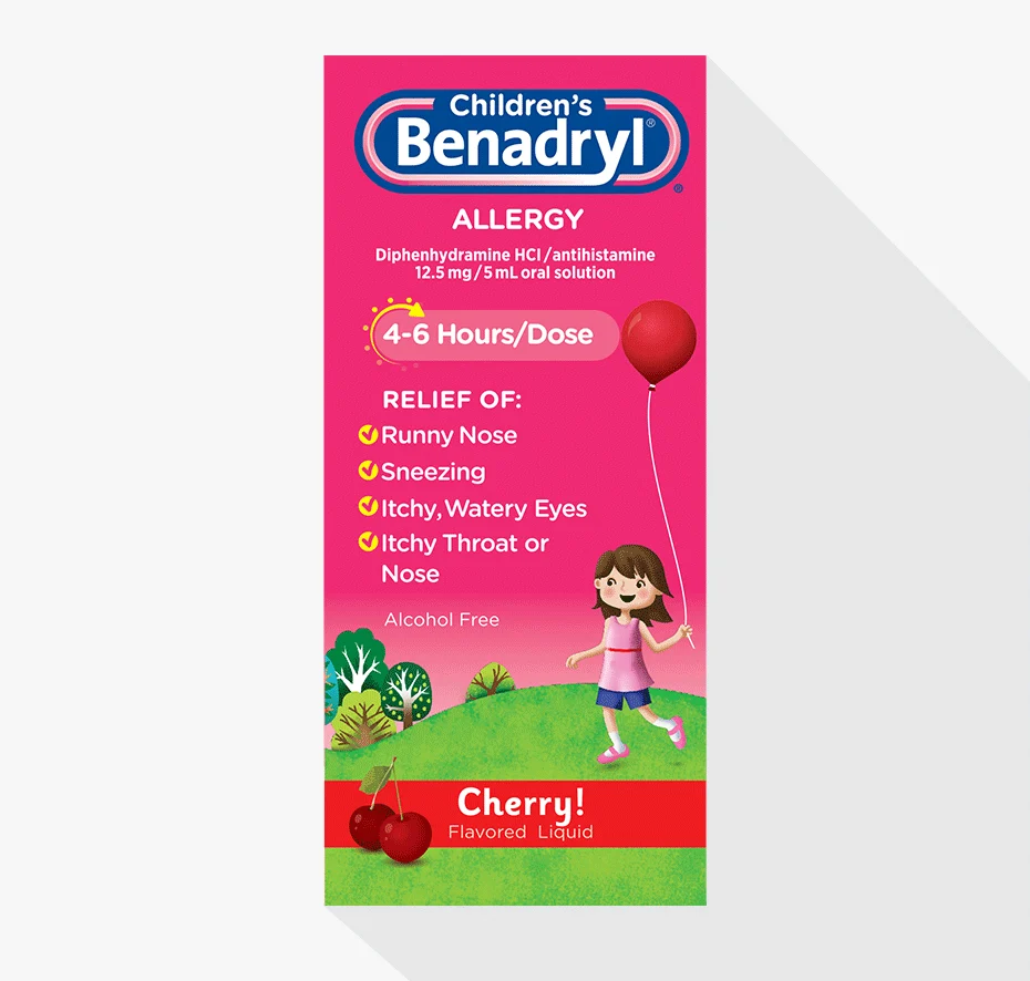 Soft Benadryl Childrens Allergy Relief Elixir Cherry Flavored 4 Oz Fashionable