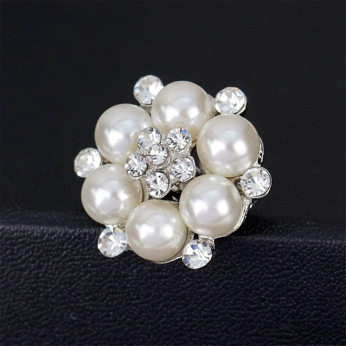Convenient Cubic Zirconia Silvertone Tiny Flower Brooch Responsible