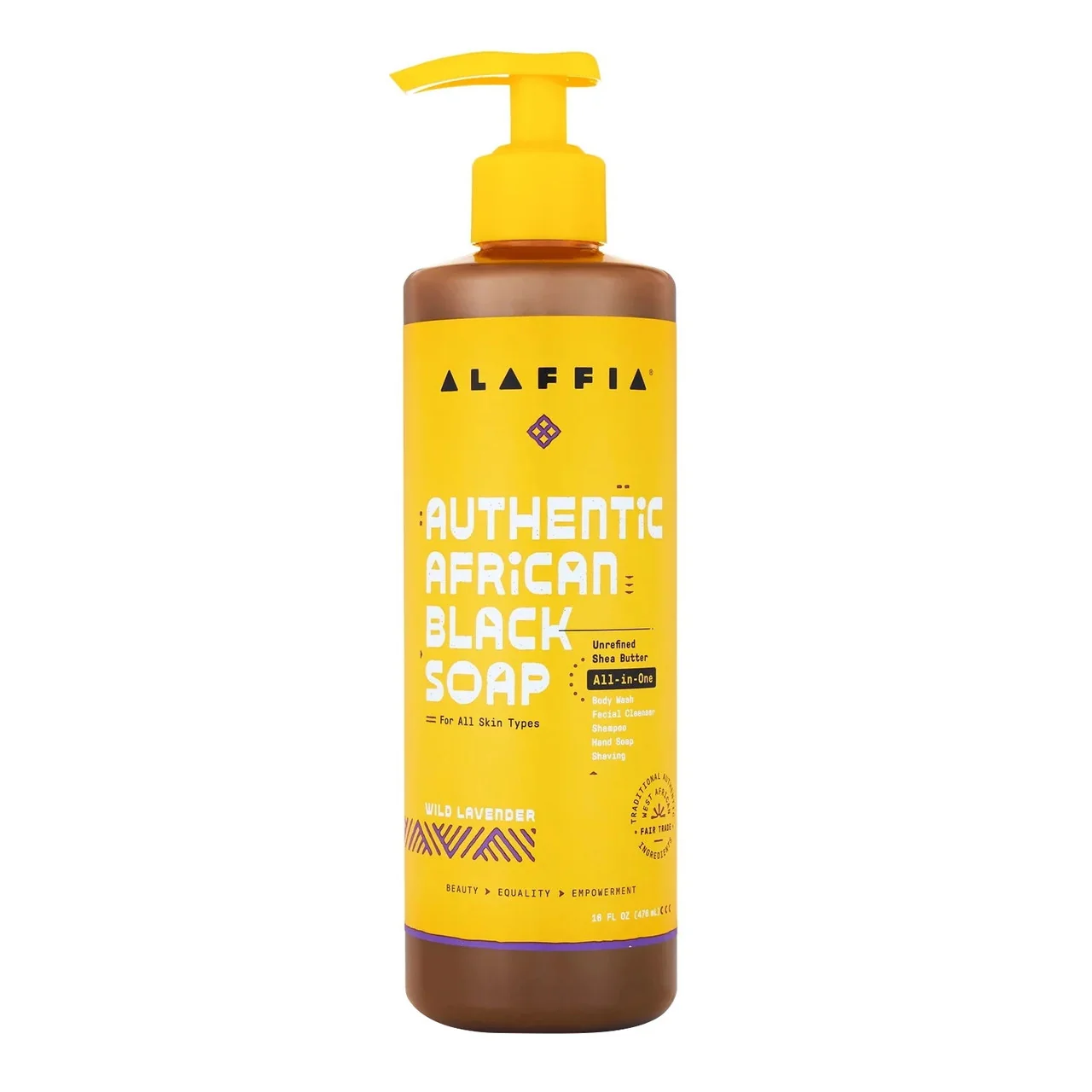 Top-Quality Alaffia African Black Soap with Wild Lavender 16 Oz Healthy