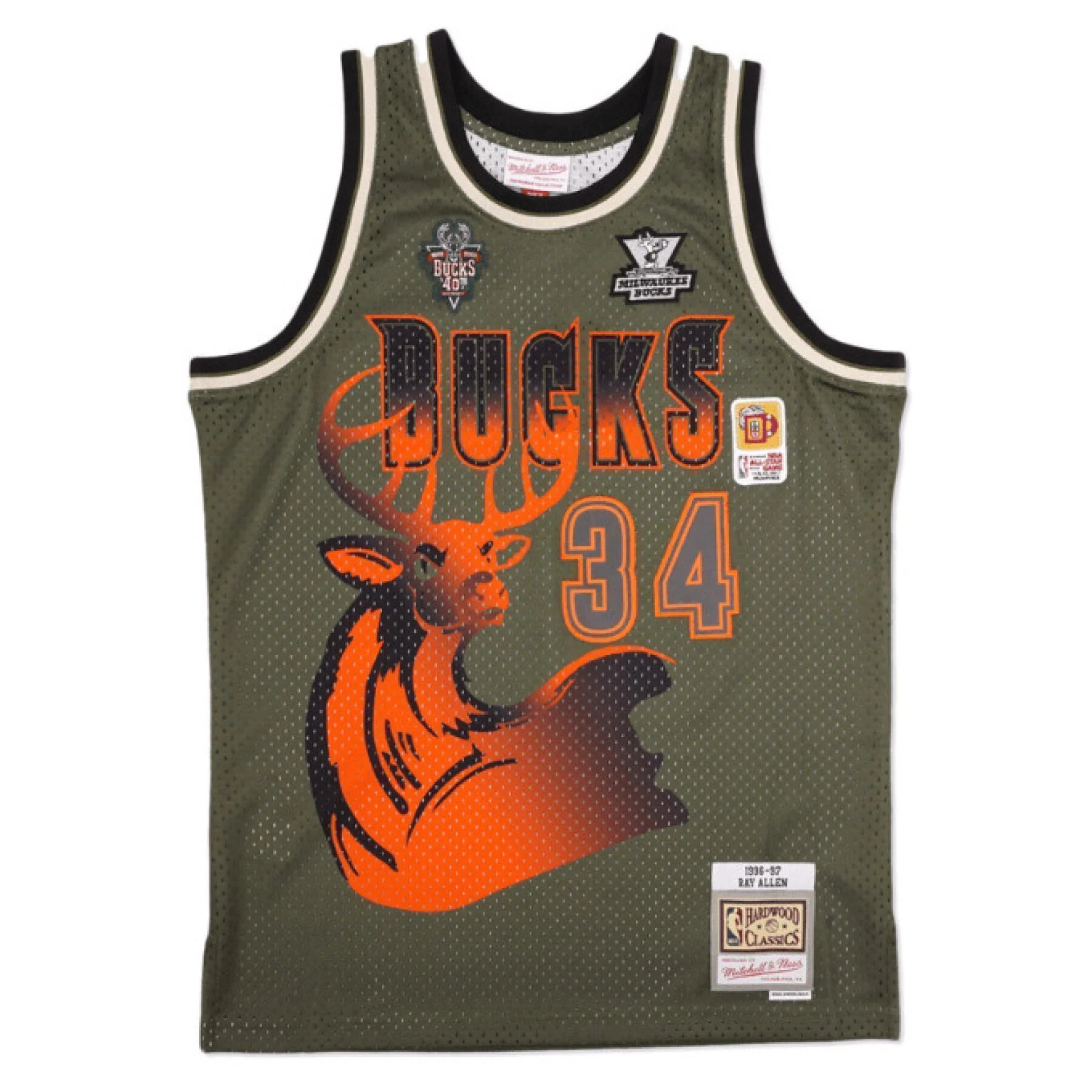 Lightweight Mitchell Ness Men's Flight Swingman Jersey Bucks 1996 Ray Allen Jerseys Advanced