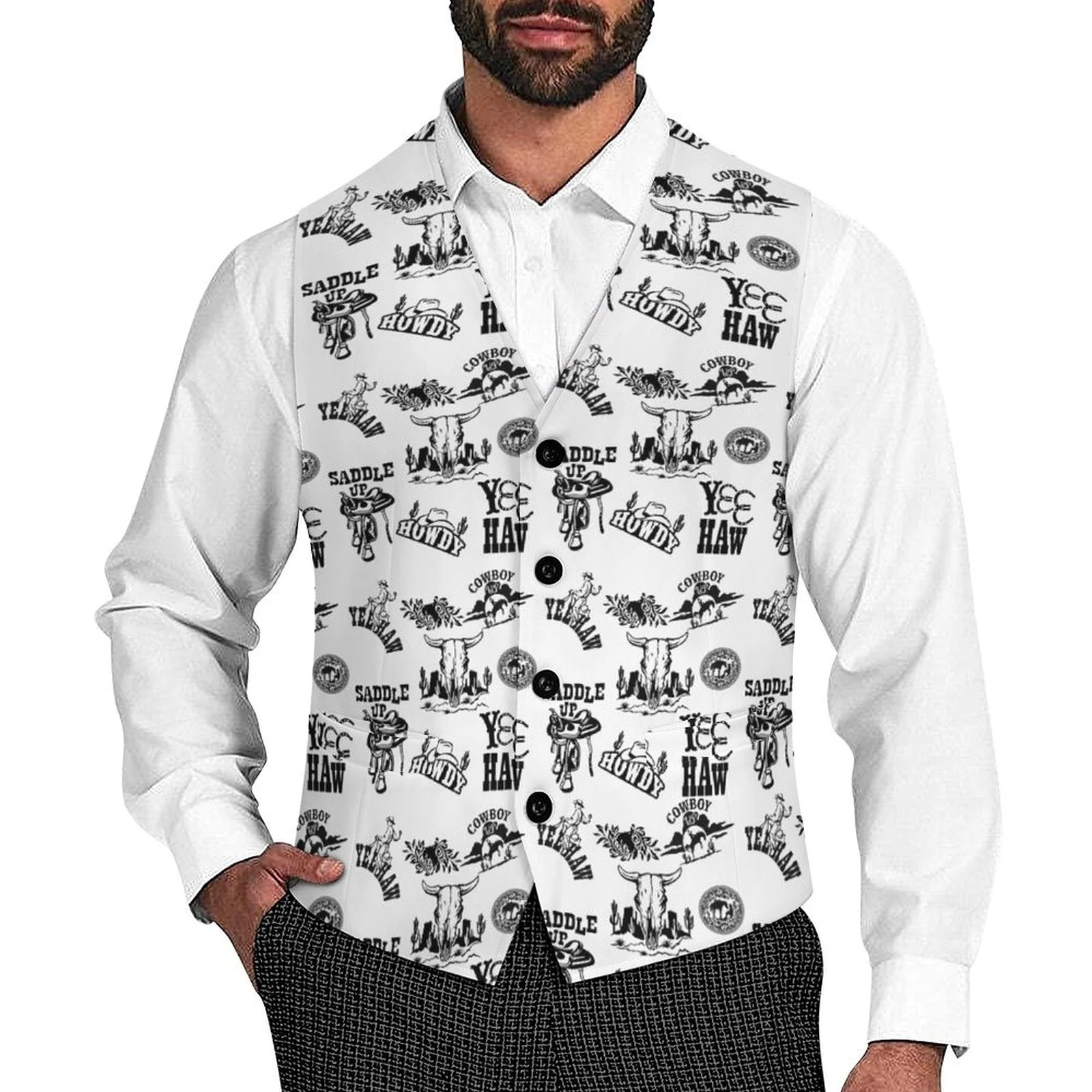 Fast Cowboy Print Men's Western Vest Proven