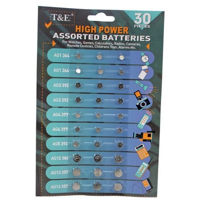 Classic Assortment of Button Cell Batteries AG1 AG3 AG4 AG5 AG12 AG13 Assorted Pack Genuine