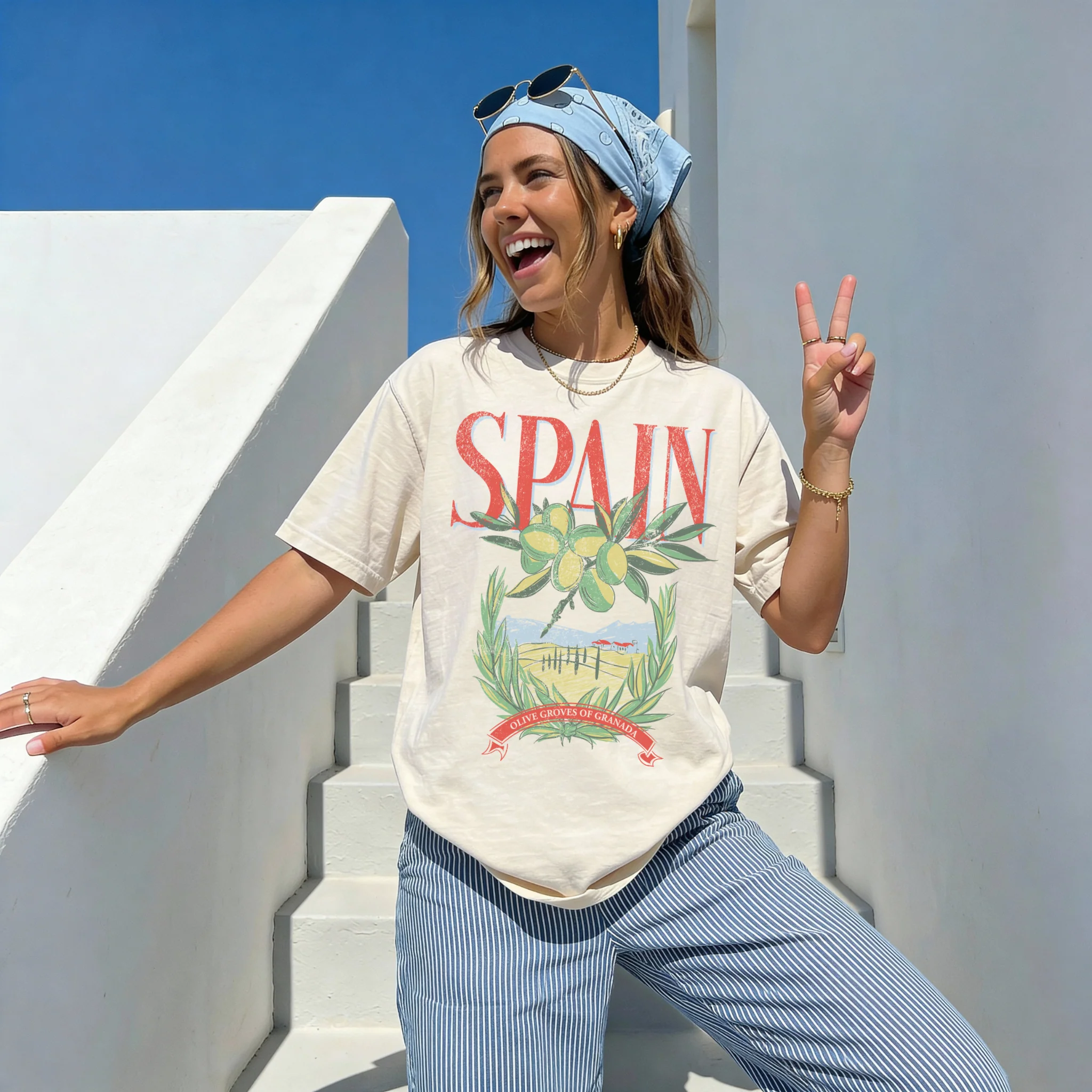 User-Friendly Spain Graphic Tee – Olive Grove Shirt Fine Crafted