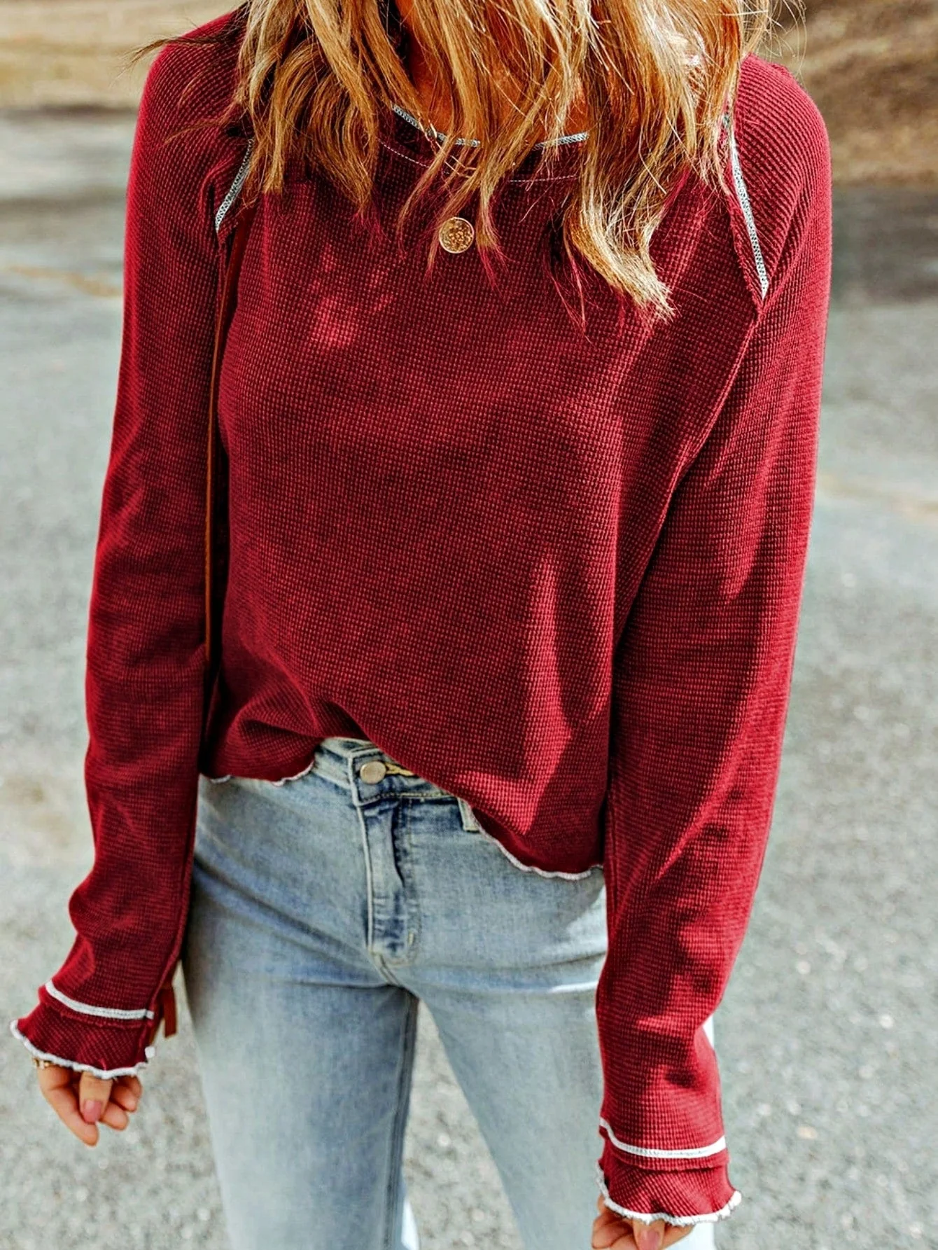 Original Boho Retro 90's Textured Mesh Color Block Floral Sleeve Drop Raglan Round Mock Neck Layering Shoulder Mesh Lace Half And Long Sleeve Ivory Cream Navy Red Crew Neck Top Shirt Blouse Quality