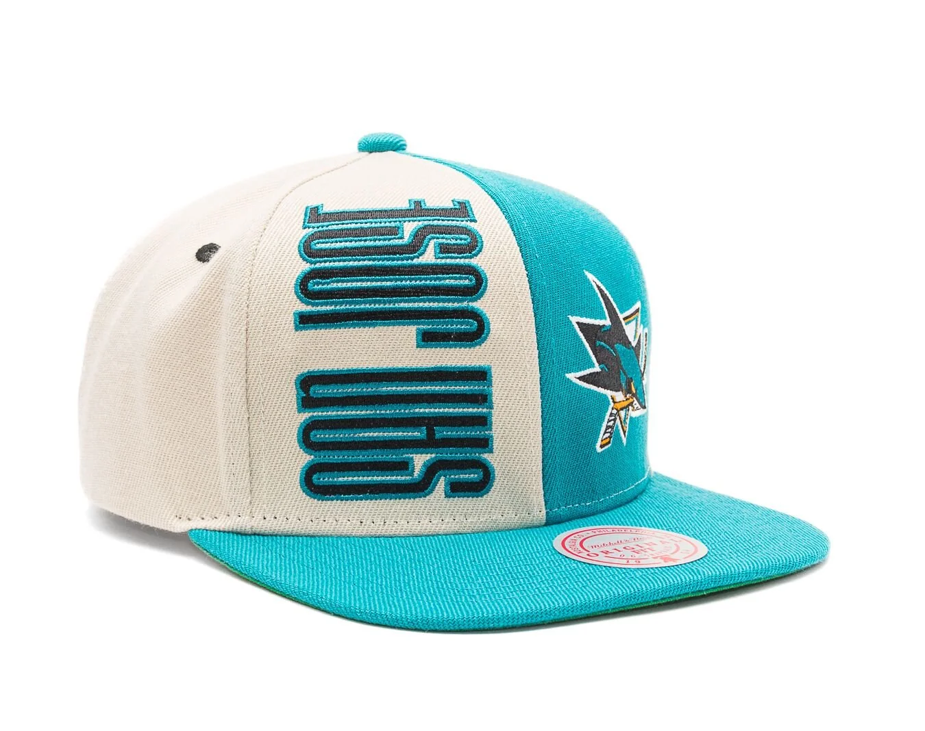 Safe Mitchell Ness Men's NHL Pop Panel Snapback Sharks Snapback Caps Fine Crafted