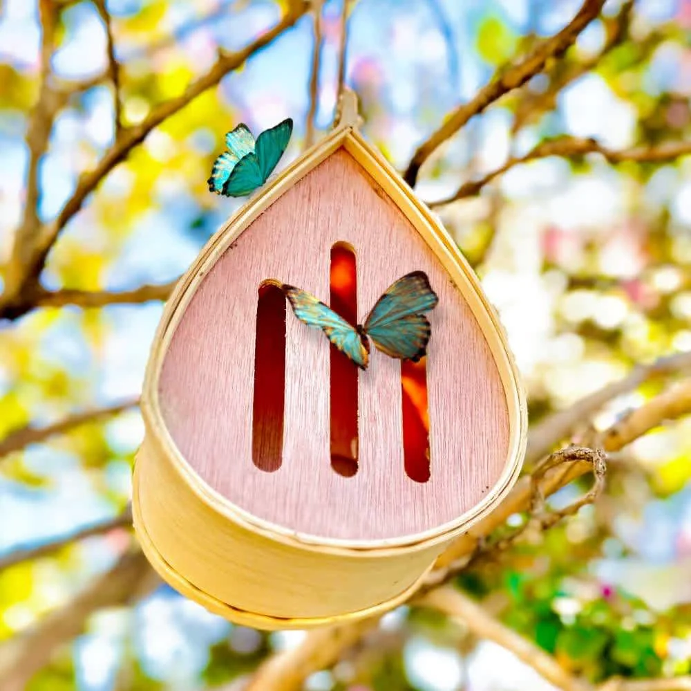 Practical Pollinating Palace - Eco-friendly Handmade Natural Wood Hanging Habitat-Butterfly House Traditional