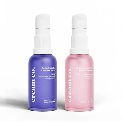 Relaxed Cream Co. Skincare Serum Set - Nourishing AHA Complex Hyaluronic Acid Serum for Acne-Prone Skin Vegan Skincare Prestigious