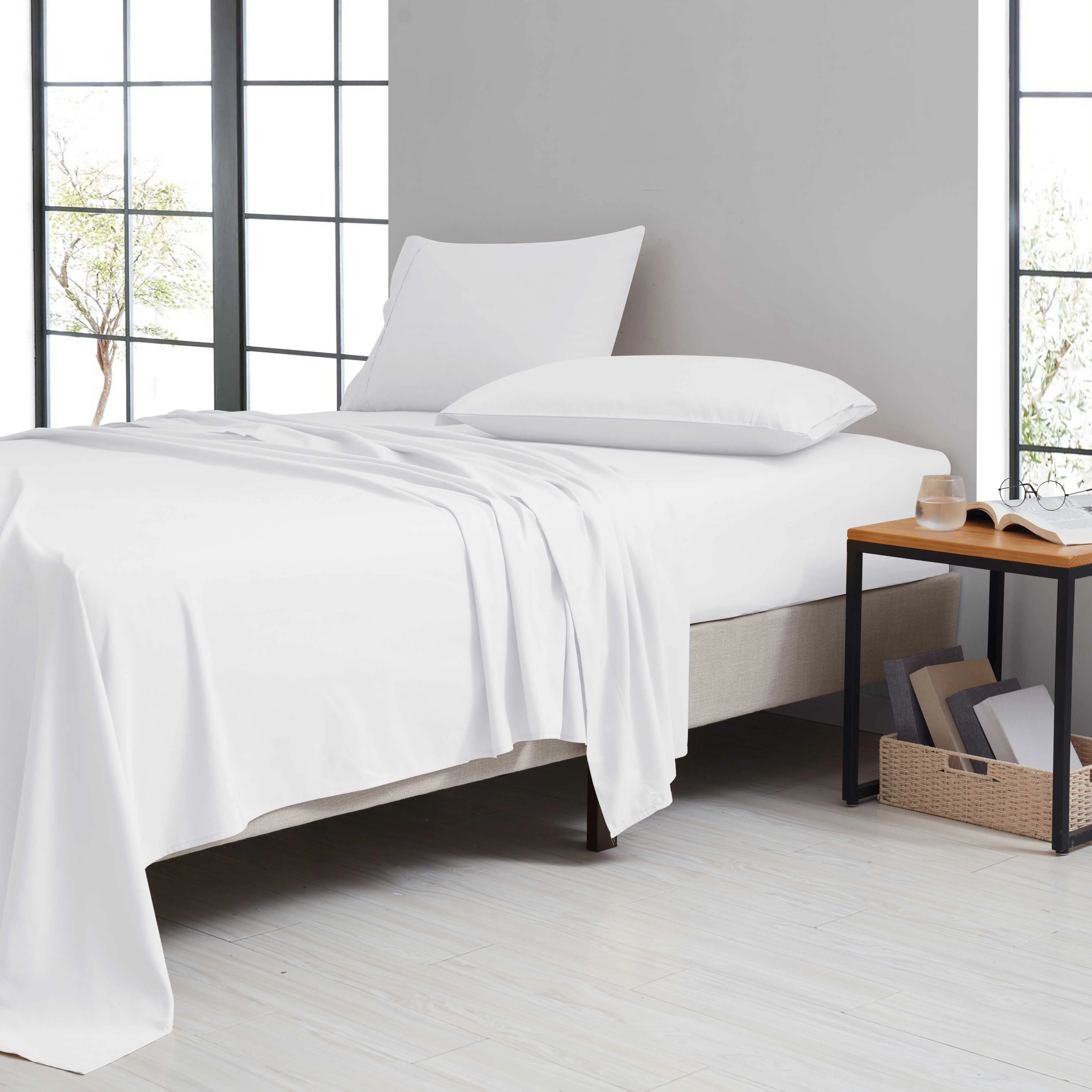 Traditional Bamboo 1800 Thread Count 4 Piece Luxury Solid Sheet Set Dependable