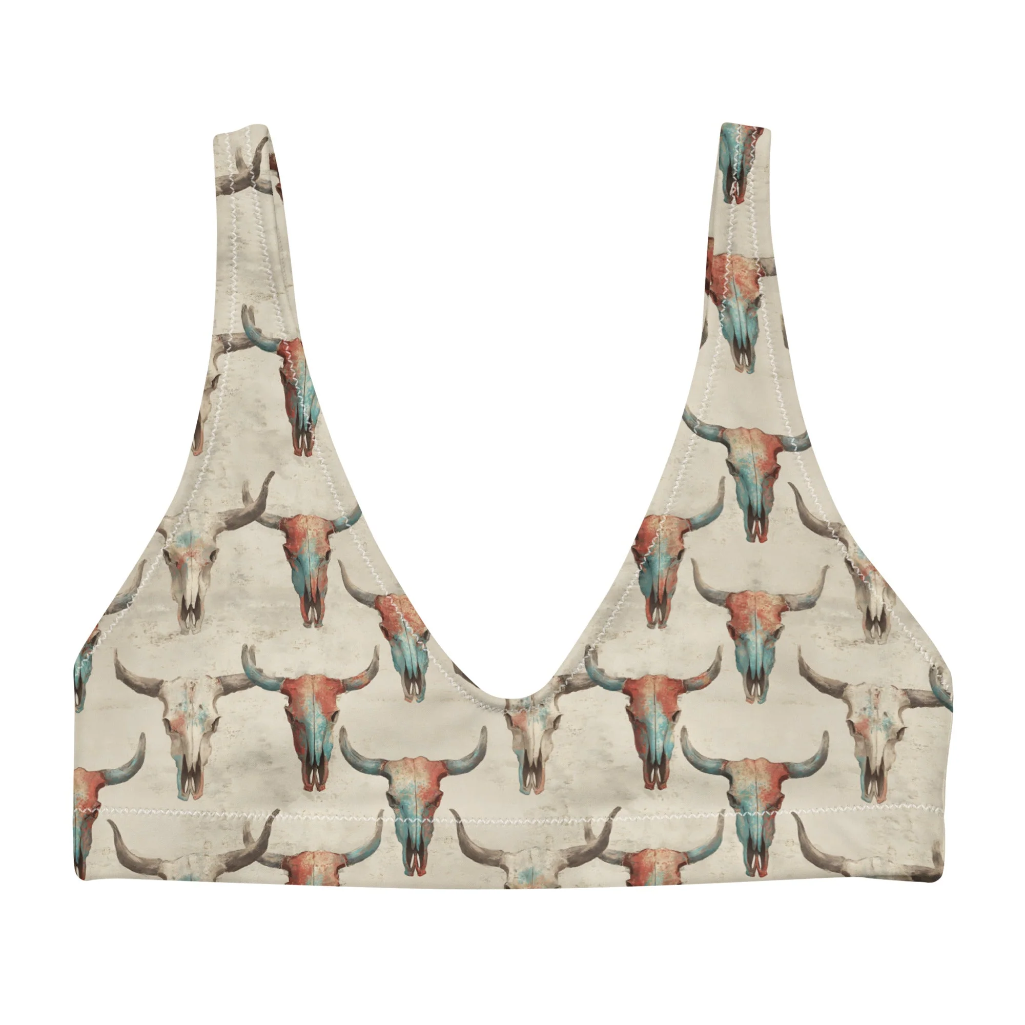 Traditional Baha Ranch Yeehaw Bullhead Skulls Bikini Top Original Design