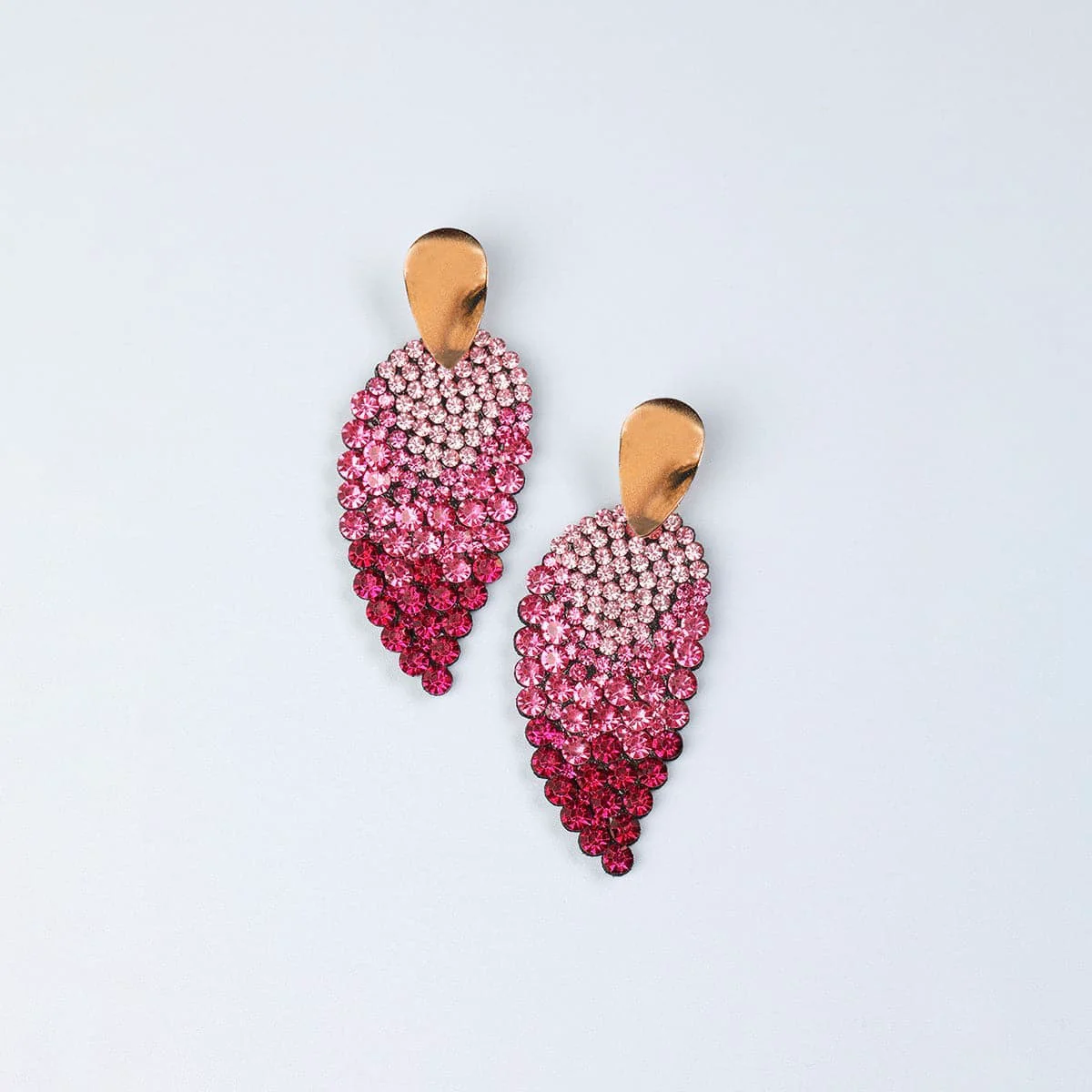 Carefully Designed Purple Cubic Zirconia Goldtone Leaves Drop Earrings Relaxed