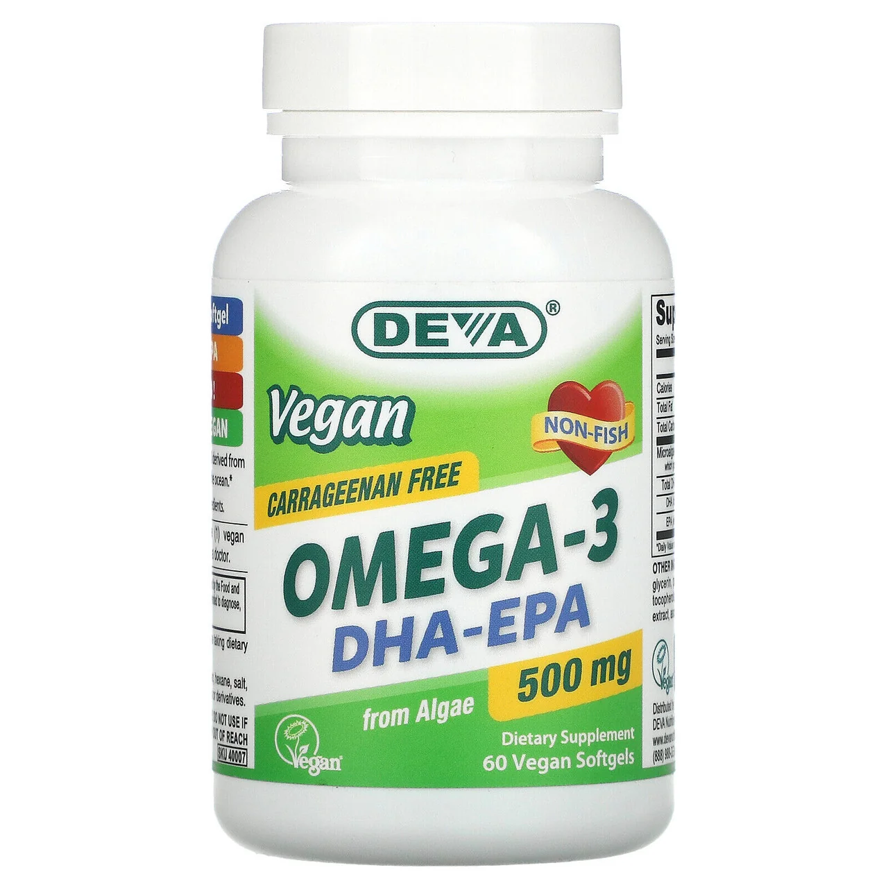 High-Performance Deva Vegan Dha Epa 500 Mg Potency Carrageenan 60 Softgels 1 Ea Breathable
