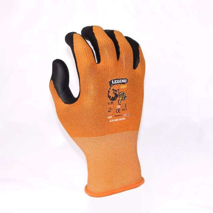 Practical LEGEND GRIP FOAM NITRILE PALM COATED GLOVES - ORANGE - DOZEN Exclusive