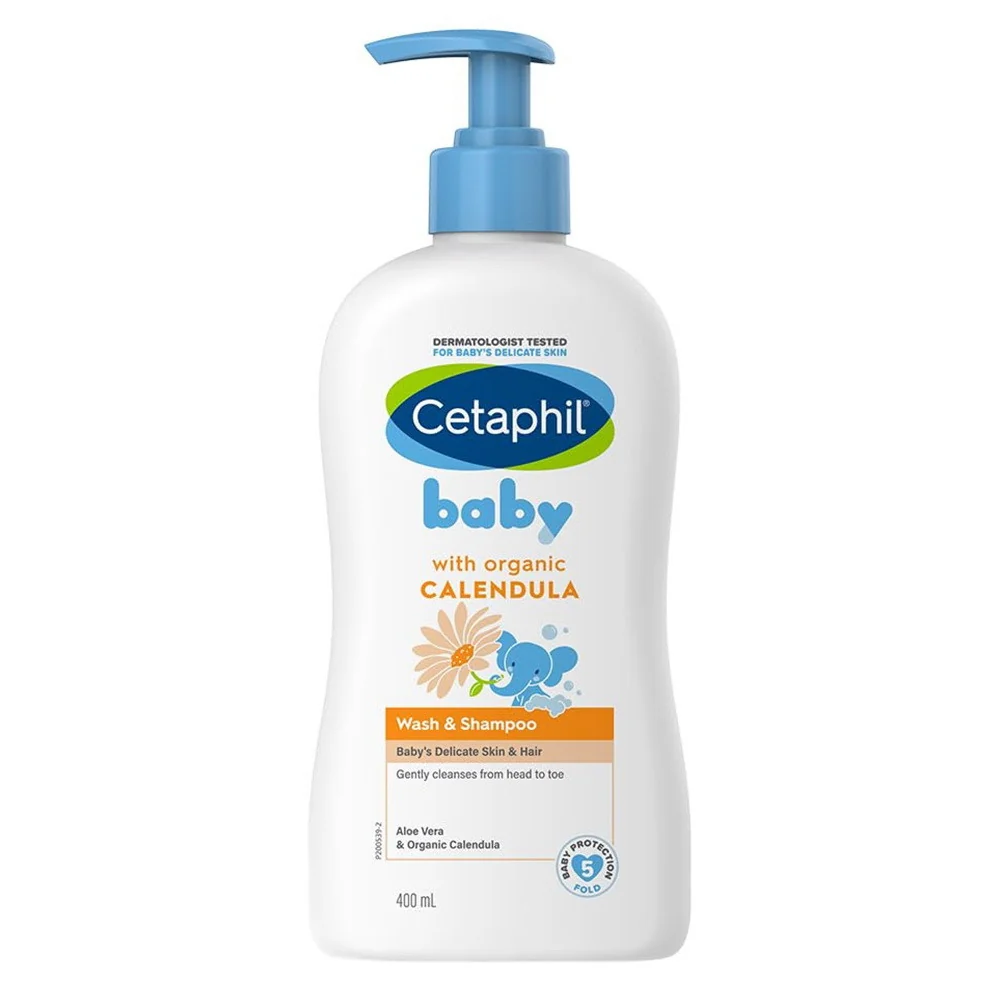 Safe Cetaphil Baby Wash Shampoo with Organic Calendula Tear Paraben 13.5 Oz Classic