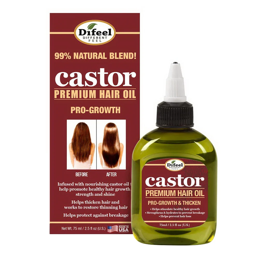 Verified Difeel Natural Castor Pro Growth Premium Hair Oil 2.5 Oz Reusable