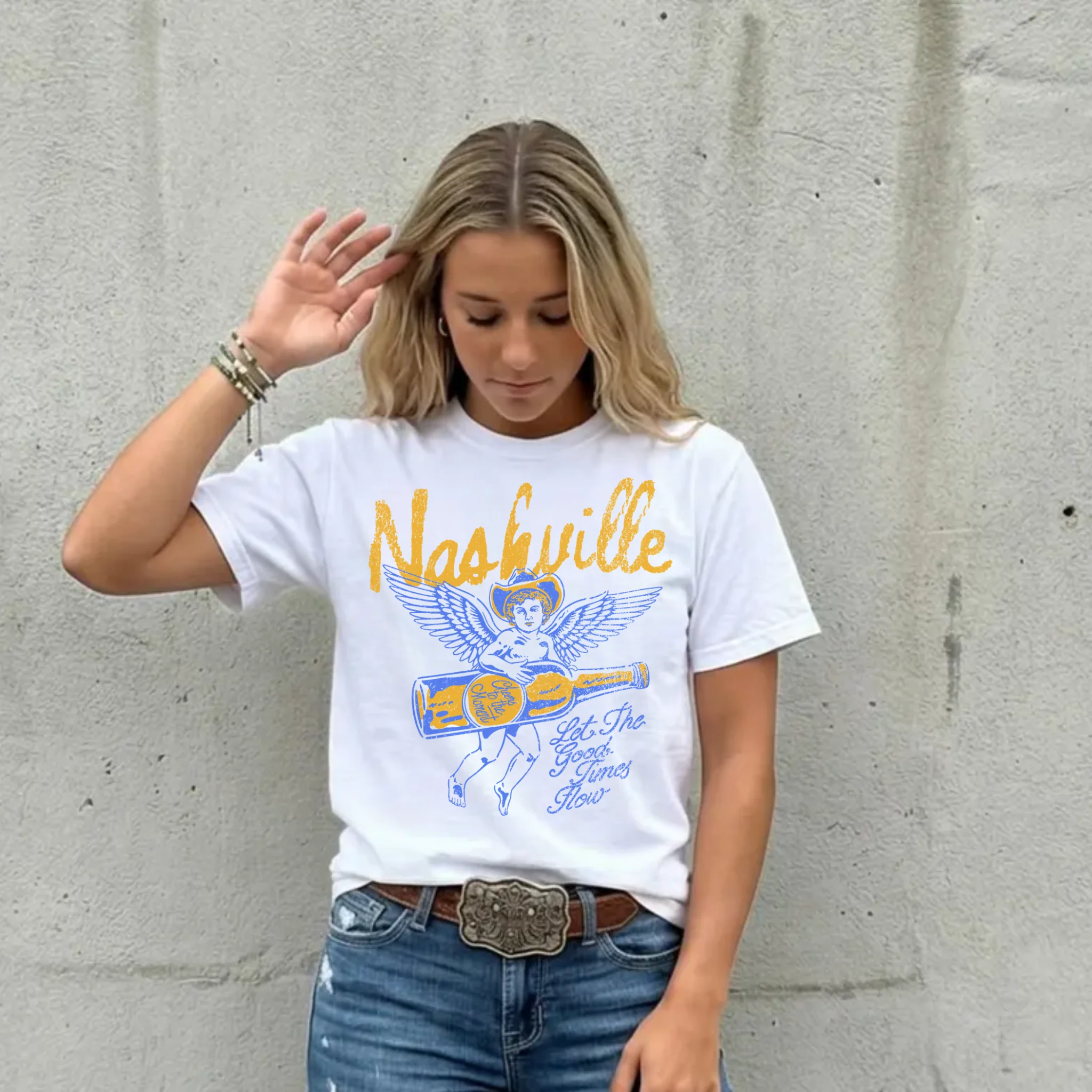 Specialty Nashville Graphic Tee – Western Angel Shirt Country Concert Outfit Tee Expertly Made