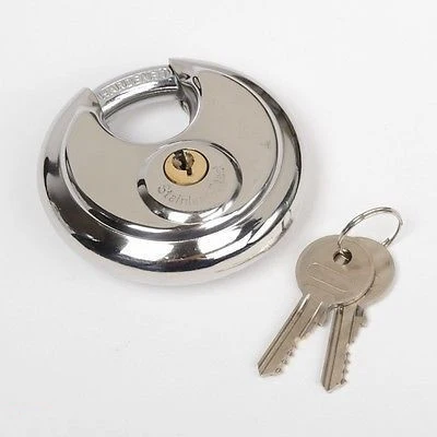 Solid Single Piece Chrome Round Disc Bolt Cutter Proof Pad Lock Padlock Security Superior