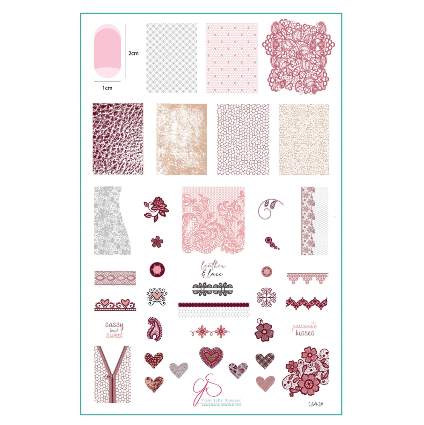 Powerful Leather Lace CjSV-39 - Clear Jelly Stamping Plate Enhanced