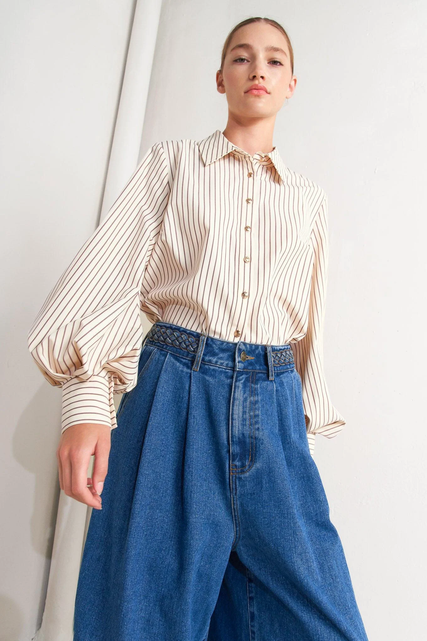 Selected Pinstripe Chic Woven Top Official