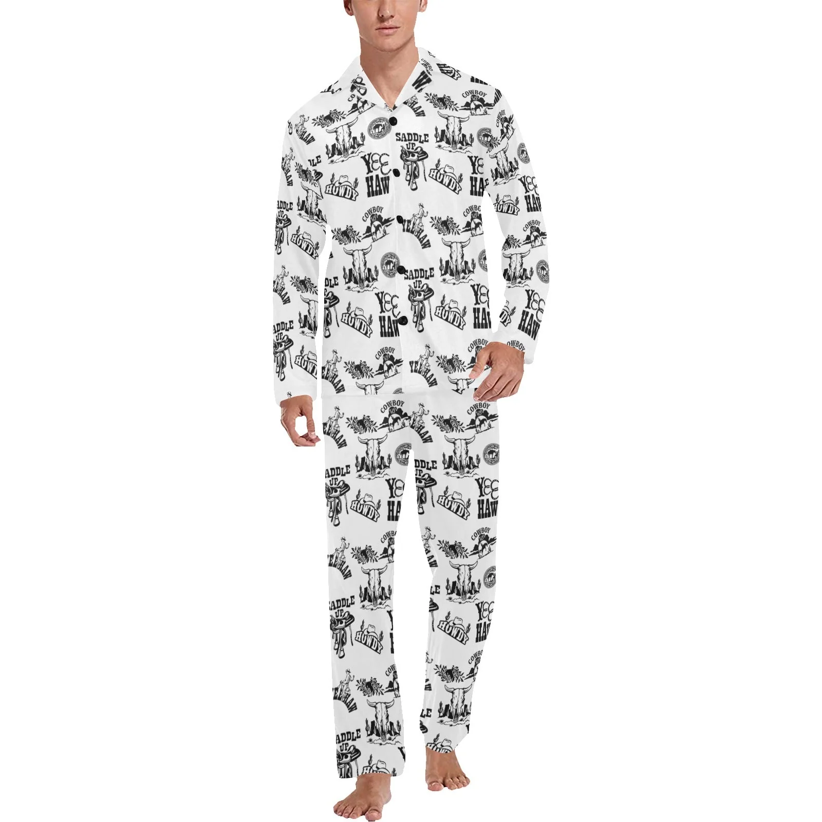 Easy-to-Use Cowboy Print Men's Western Pajamas Next-Generation