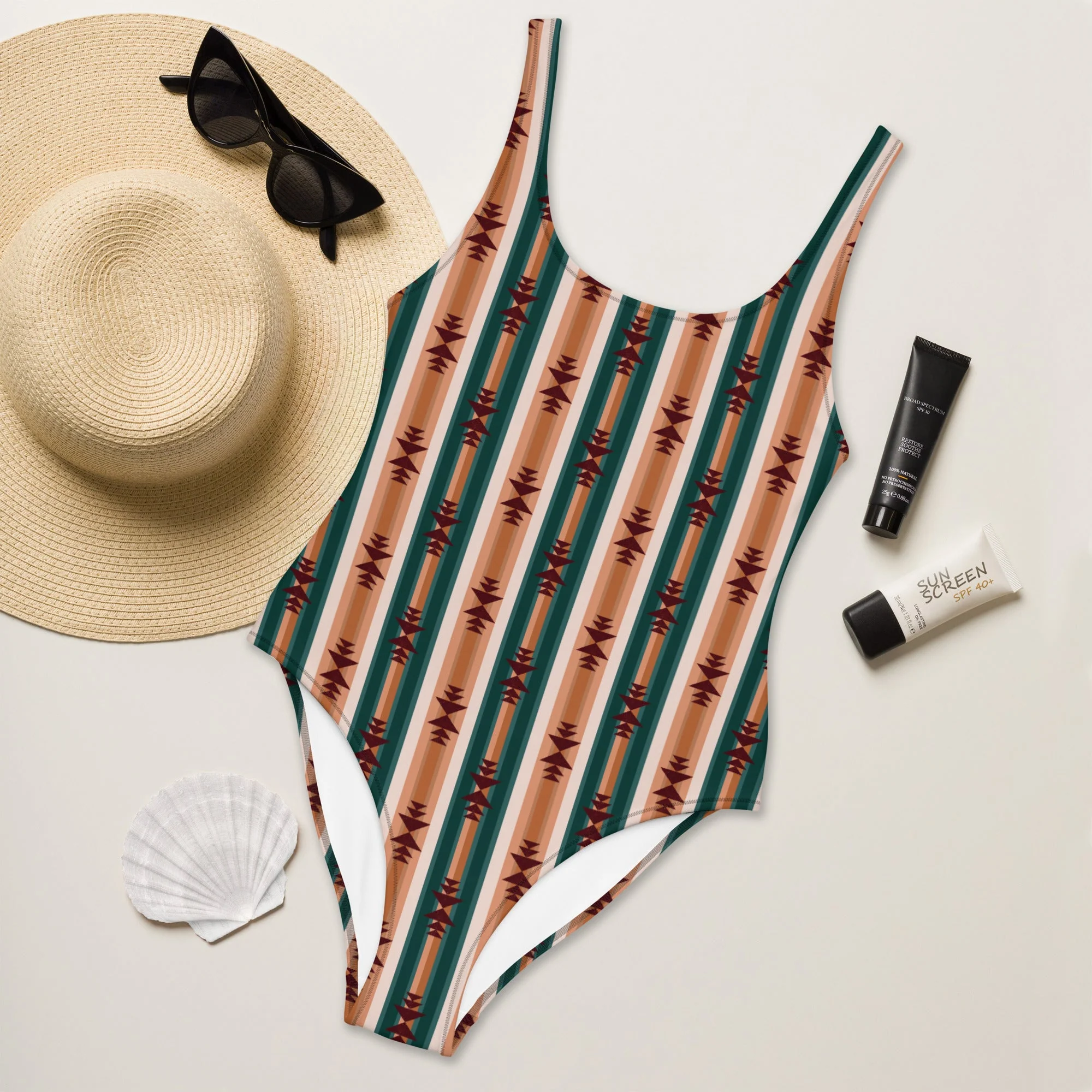 High-Grade Baha Ranch Yeehaw Cocoa Aztec One-Piece Swimsuit Flexible
