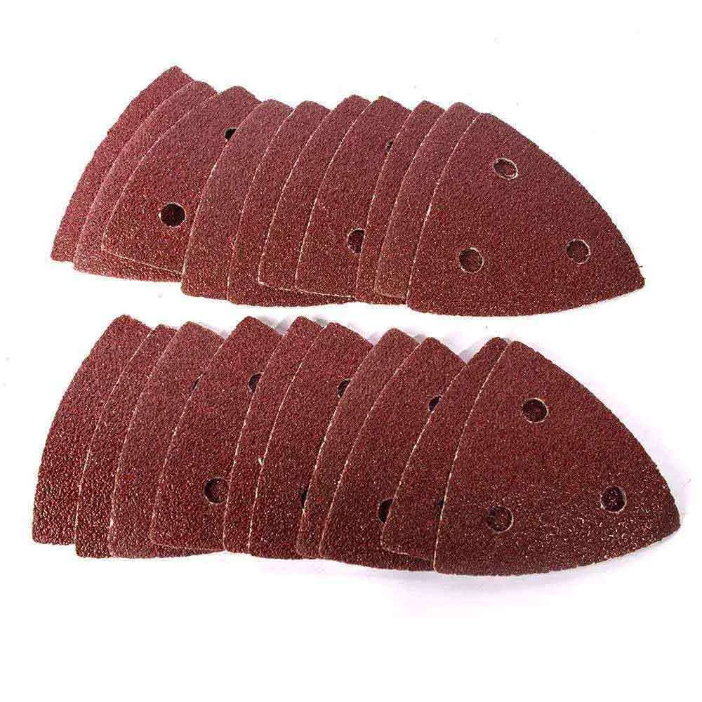 Durable 20PC 100 Grit Triangle Sandpaper With Holes for Multi Tool Corner Sander Reliable