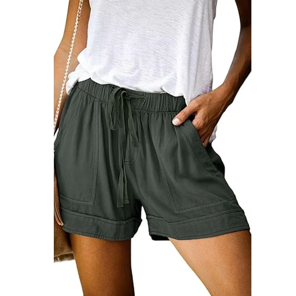 Sophisticated Women's Comfy Elastic Waist Casual Lounge Shorts Functional