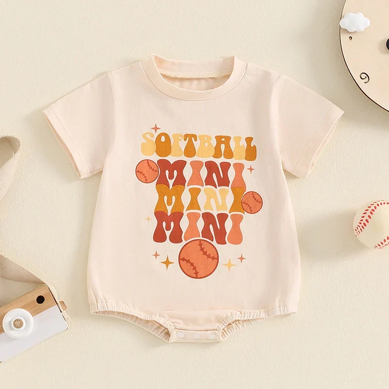 Expertly Made Baby Boys Girls Softball Mini Letter Baseball Print Romper Short Sleeve Round Neck JumpsuitSPECIFICATIONS Specialty