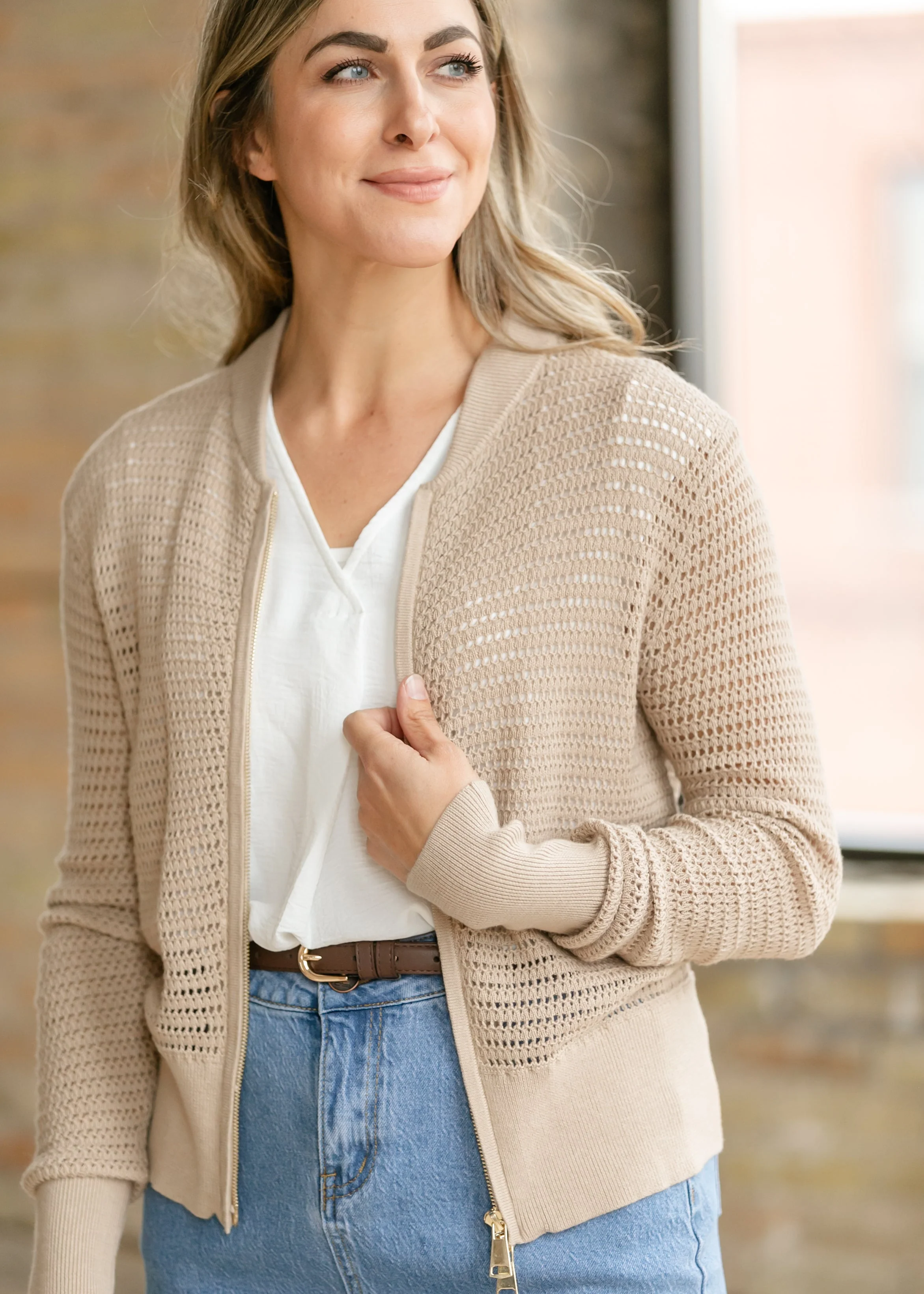 Safe Tate Crochet Open Knit Cardigan Green