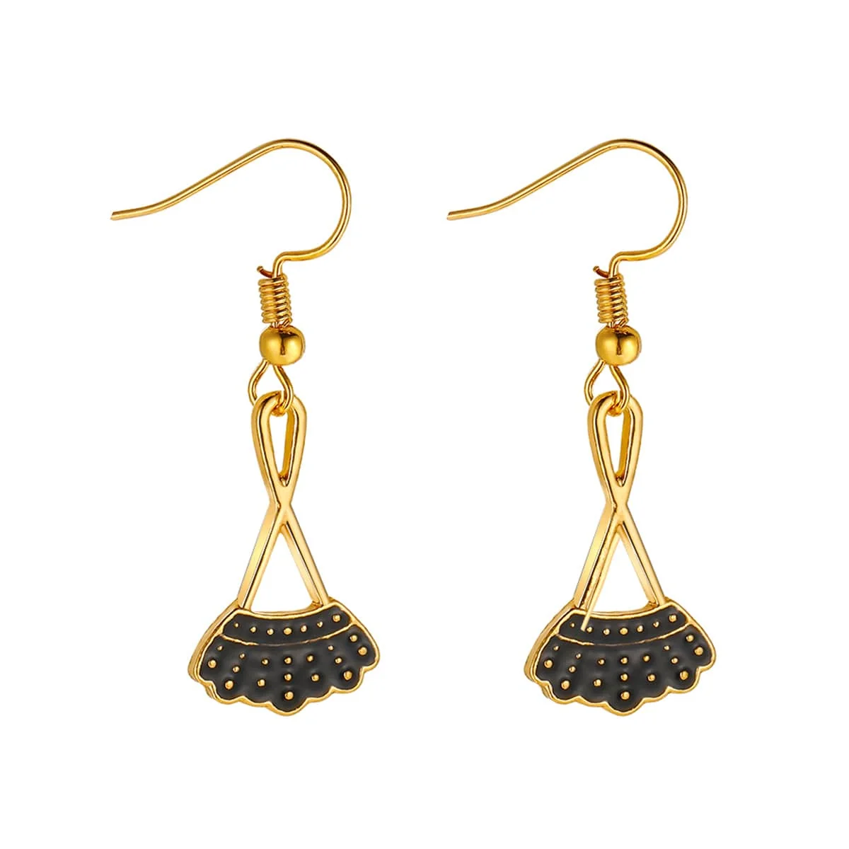 User-Friendly Black Enamel Goldtone Dress Drop Earrings Reliable