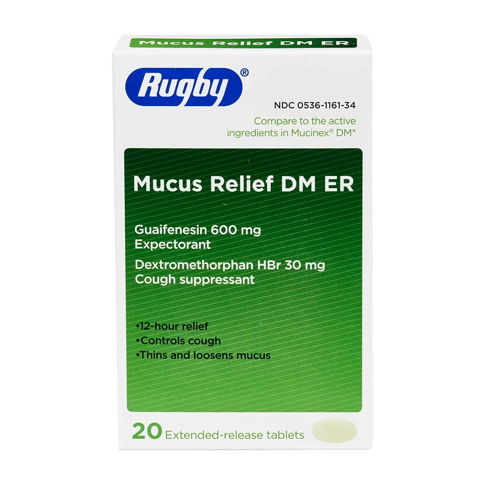 First-Class Rugby Mucus Relief Dextromethorphan 30 Mg Extended Release Tablets 20 Ea Healthy