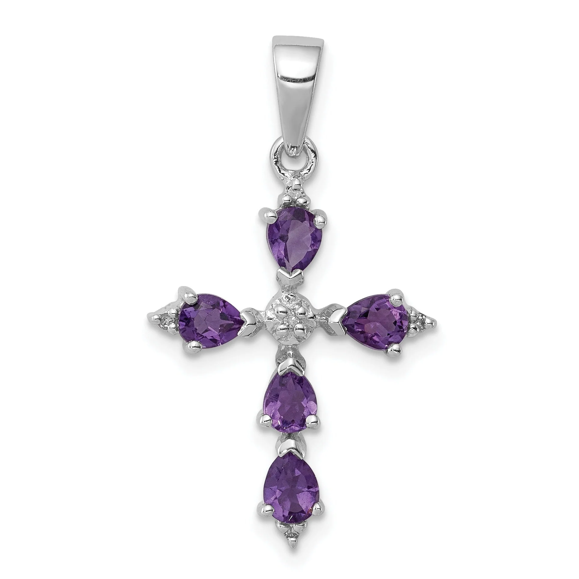World-Class Silver Natural Amethyst and Diamond Cross Pendant Reliable