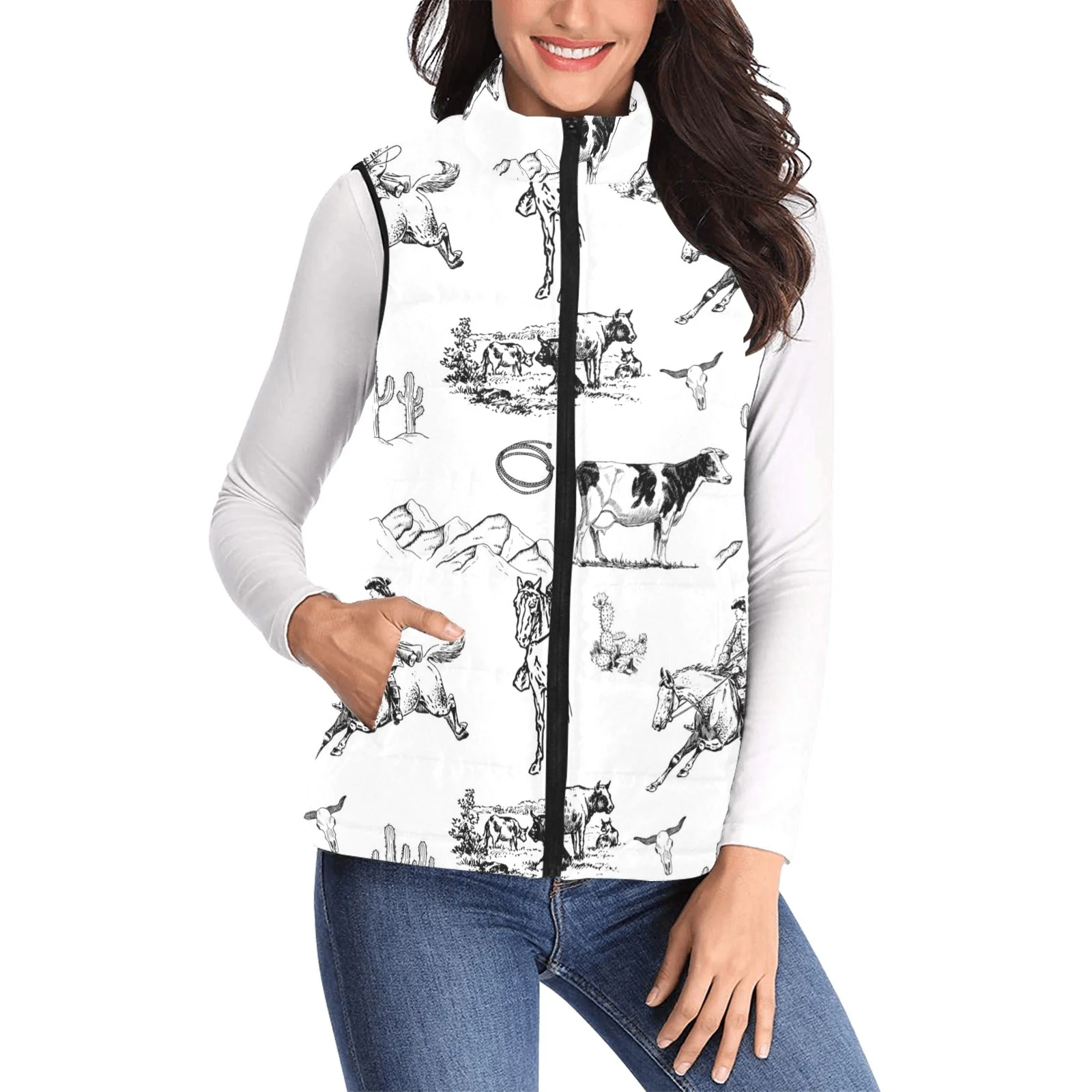 Responsible Baha Ranch Life puffy vest Women's Padded Vest High-End