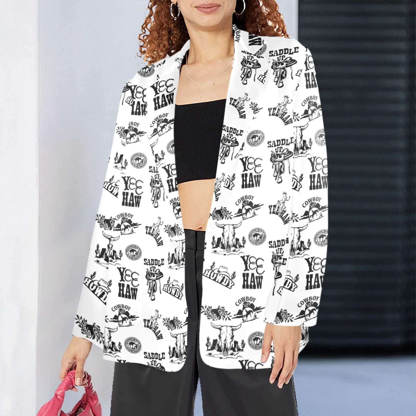 Stylish Baha Ranch Cowboy Print Women's Western Blazer Optimized