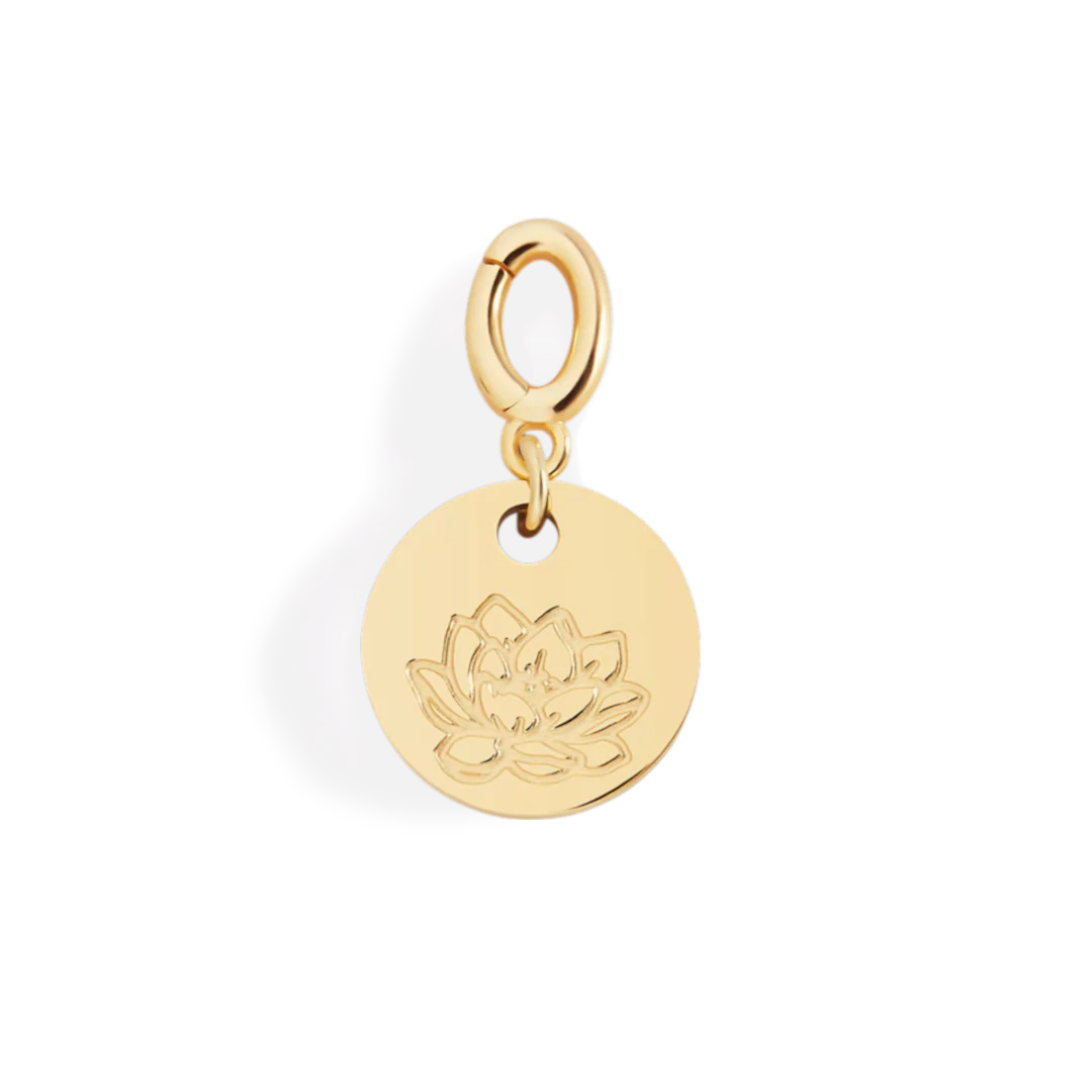 Dependable Mint Lily Engraved Birth Flower Disc Charm Natural