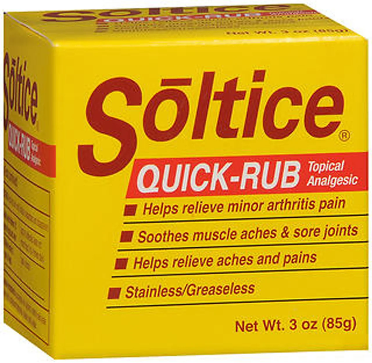 Fine Soltice Quick-Rub Topical Analgesic Stainless And Greaseless 3 Oz Fashionable