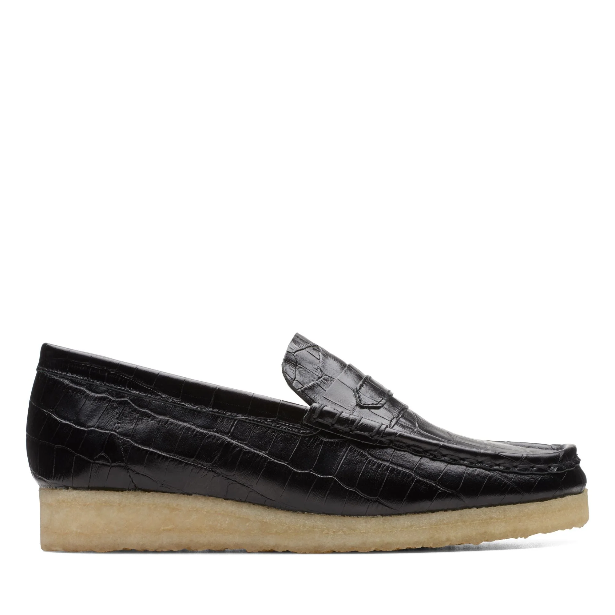 Long-Lasting Clarks Women's Wallabeeloafer Black Croc Loafers Optimized