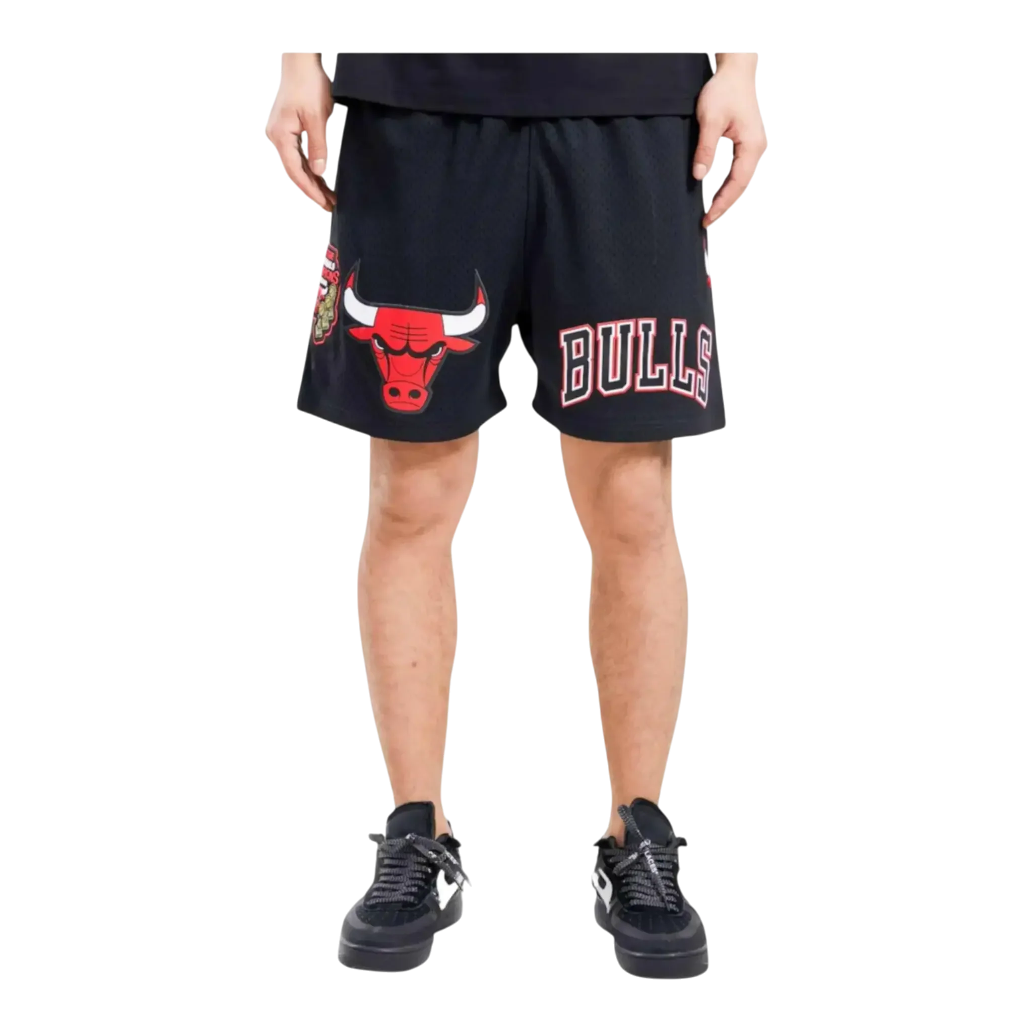 Modern Pro Standard NBA Chicago Bulls Logo Men Mesh Shorts Black Soft