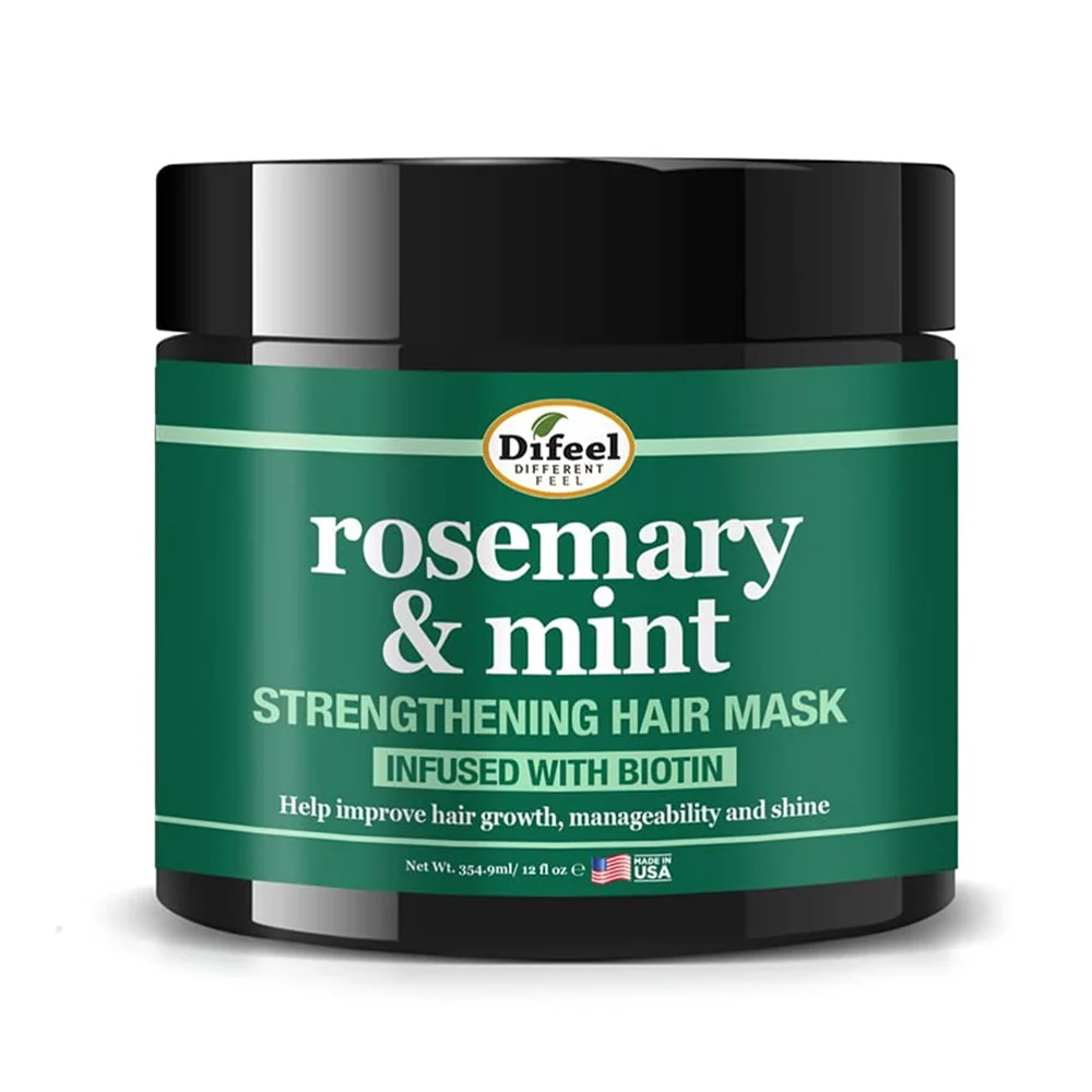 Reusable Difeel Rosemary and Mint Strengthening Hair Mask with Biotin 12 Oz Fast