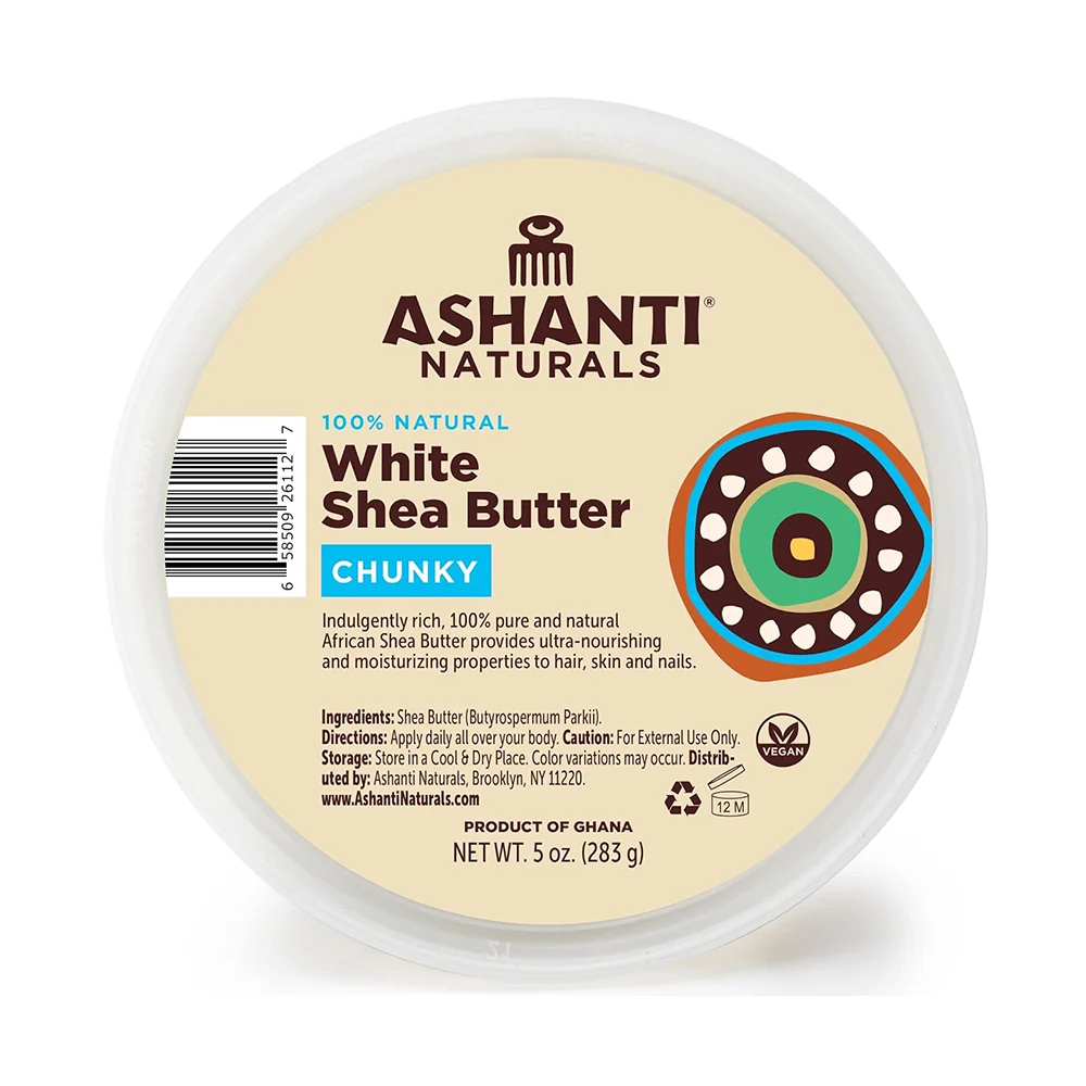 Smart Ashanti Naturals White Shea Butter Chunky Moisturizing Strengthen Skin and Hair 5Oz 142g Elite