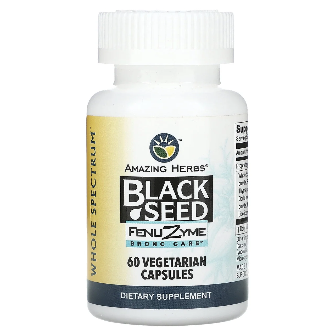 Top-Quality Herb Black Seed Fenuzyme Bronc Capsules 60 Ea Premium