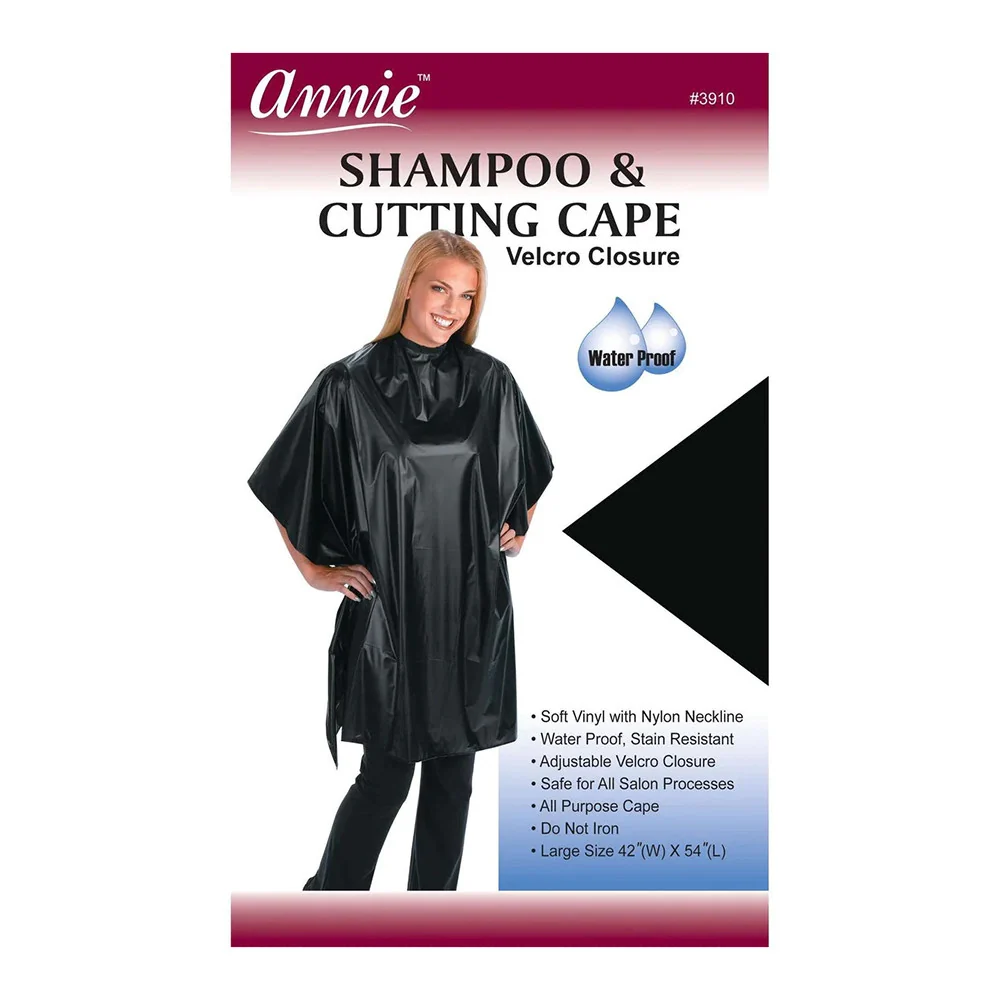 Environmentally Friendly Annie Waterproof Shampoo and Cutting Cape 3910 Black 1 Ea Original